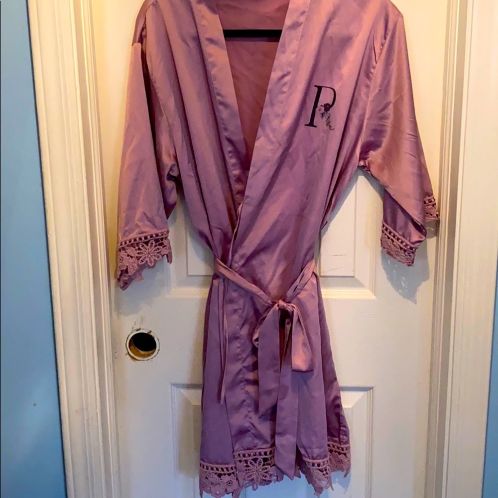 Silk Monogrammed “R” Robe